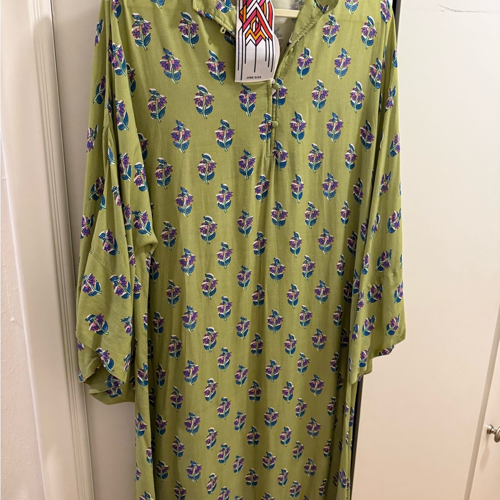 Floral Green Button Down Dress